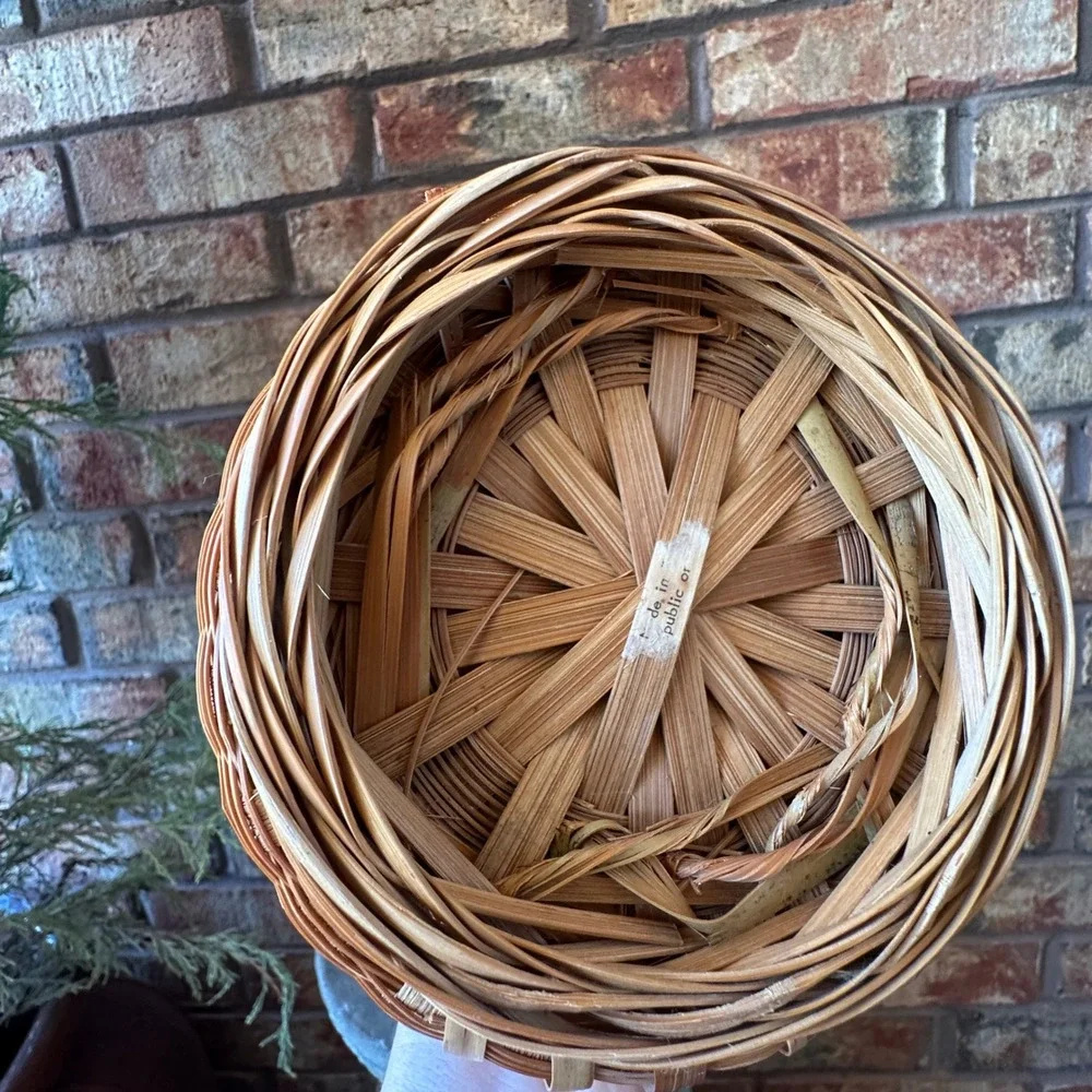 Vintage Woven Bamboo 2 Tier Wedding Basket Picnic Carrier with Handle Brown